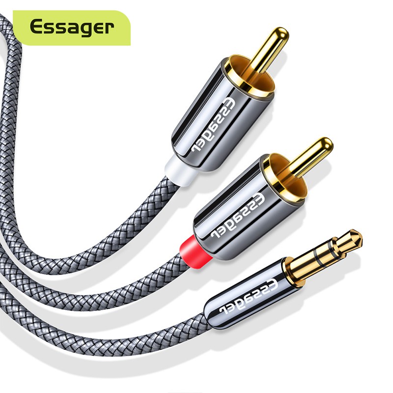 Dây cáp âm thanh chia cổng ESSAGER 3.5mm sang 2 RCA dành cho máy tính bàn TV DVD