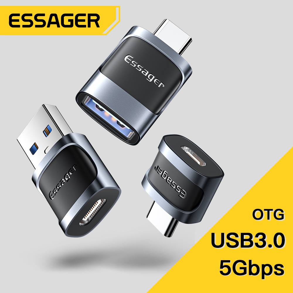 Đầu chuyển đổi OTG ESSAGER USB 3.0 Type C Micro USB sang USB thích hợp cho Samsung Realme Android