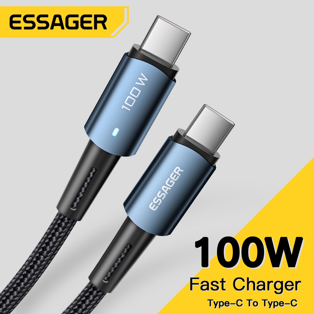 Cáp sạc nhanh ESSAGER PD 100w/ 60W 5A type C hỗ trợ AFC QC4.0 3.0 Cho MBk pro Samsung
