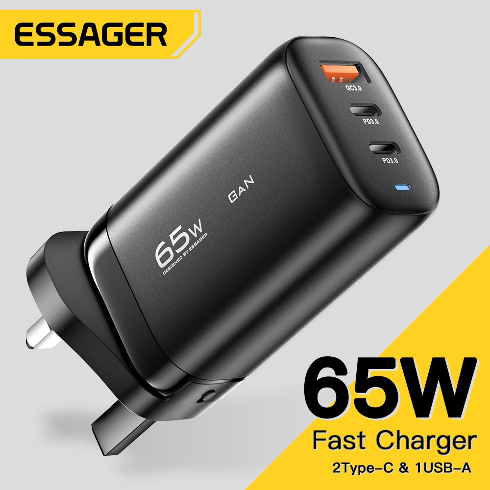 Essager Củ Sạc 3 Cổng Usb Type C 65W Cho Điện Thoại / Notebook