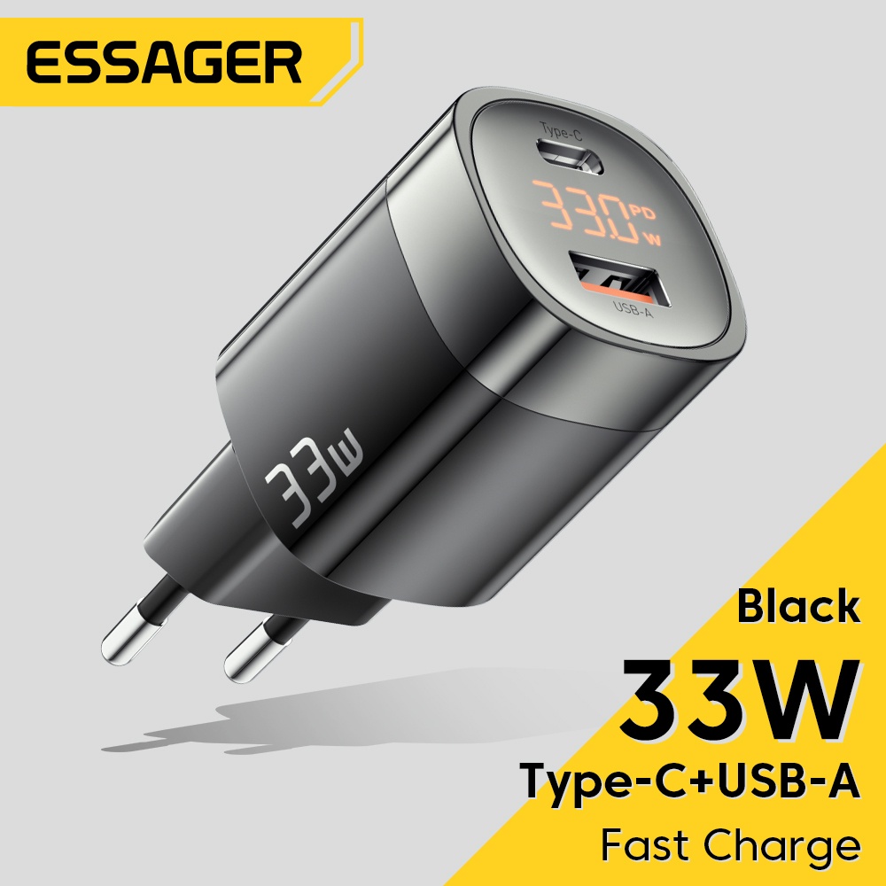 Củ sạc nhanh ESSAGER 33w cổng USB 3.0 có màn hình kỹ thuật số thích hợp cho samsung ip