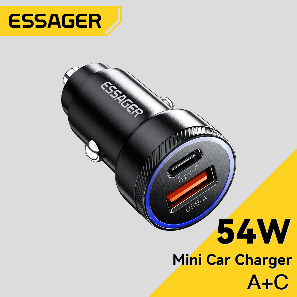 Essager Củ Sạc Nhanh 54W USB + Type C 12-24V Hỗ Trợ QC PD 3.0 Cho Xe Hơi Xe Tải