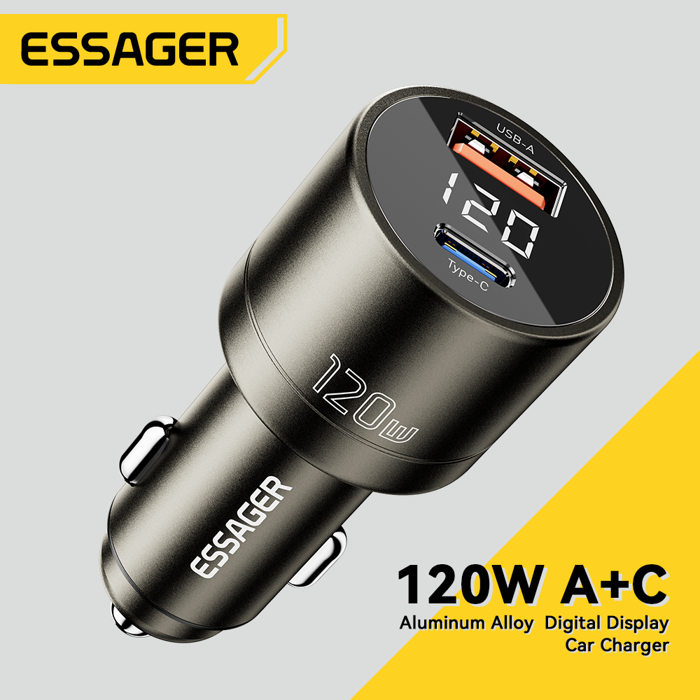 ESSAGER Tẩu Sạc Nhanh Cổng usb type c 120w 12v-24v Chuyên Dụng Cho Xe Hơi