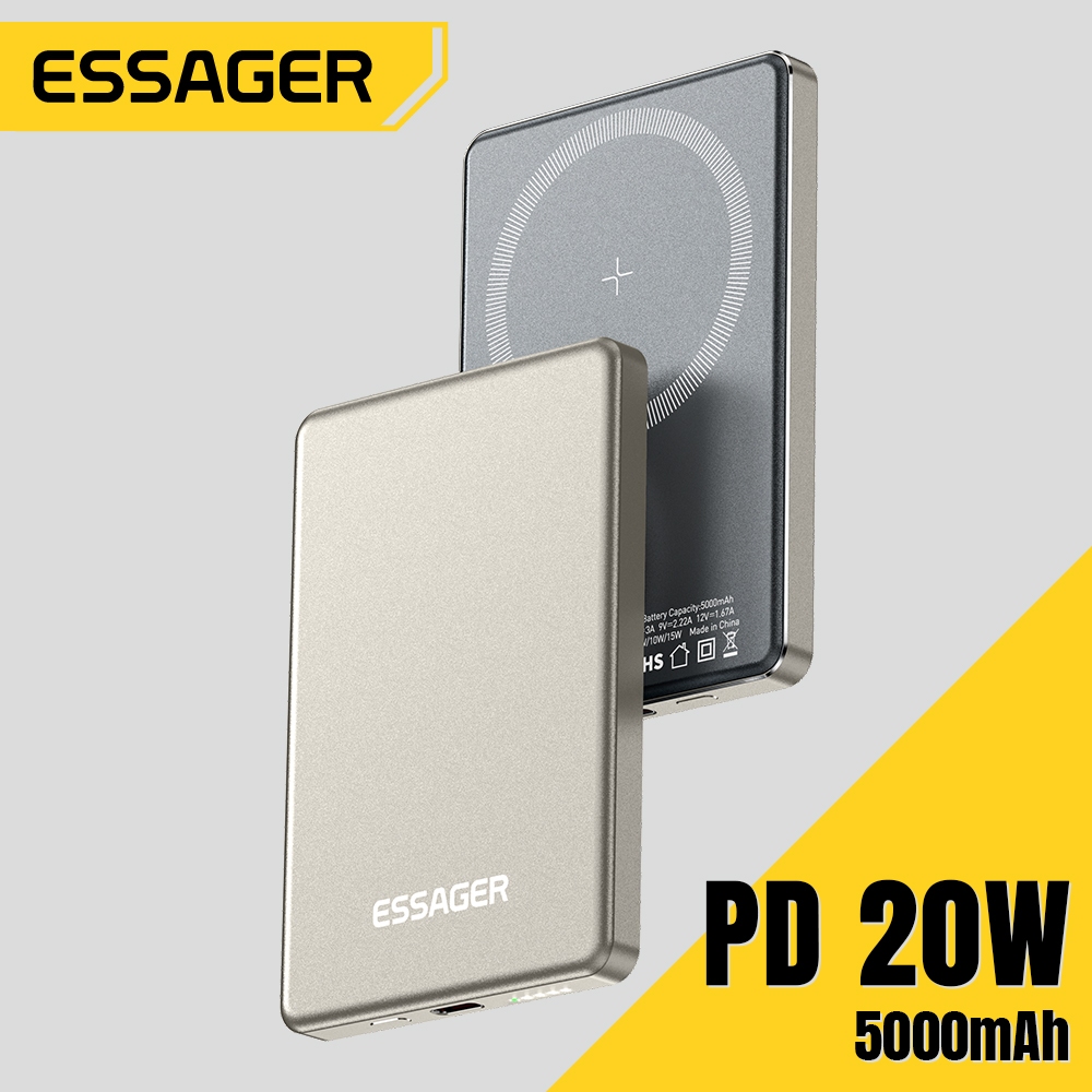 Sạc nhanh không dây ESSAGER 5000mah 15w từ tính cho Samsung