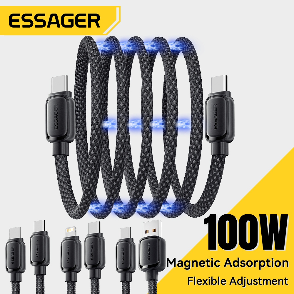 Essager T 100W / 30w Lưu trữ hấp thụ từ tính Giao diện cáp dữ liệu sạc nhanh: 60W C-C 100W C-C 7A100W A-C 29W C-L