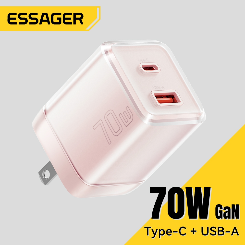 Essager 70W GaN Sạc USB + Type C Sạc Nhanh Hỗ Trợ PPS PD3.0 QC4.0 Adapter Cho Android Sạc Du Lịch