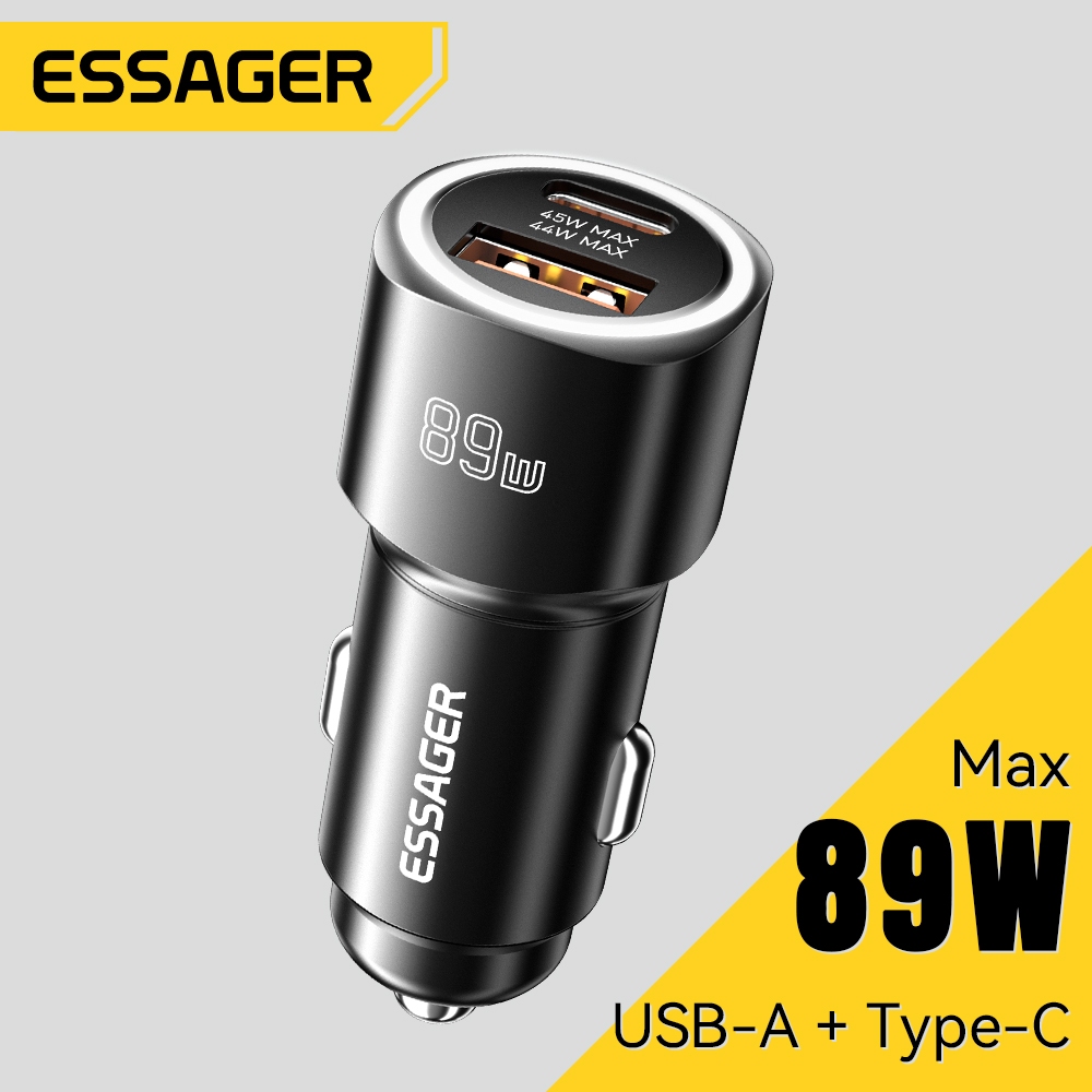 Essager 89W USB-A + Type-C Sạc xe hơi siêu nhanh Điện áp đầu vào: 12-24V