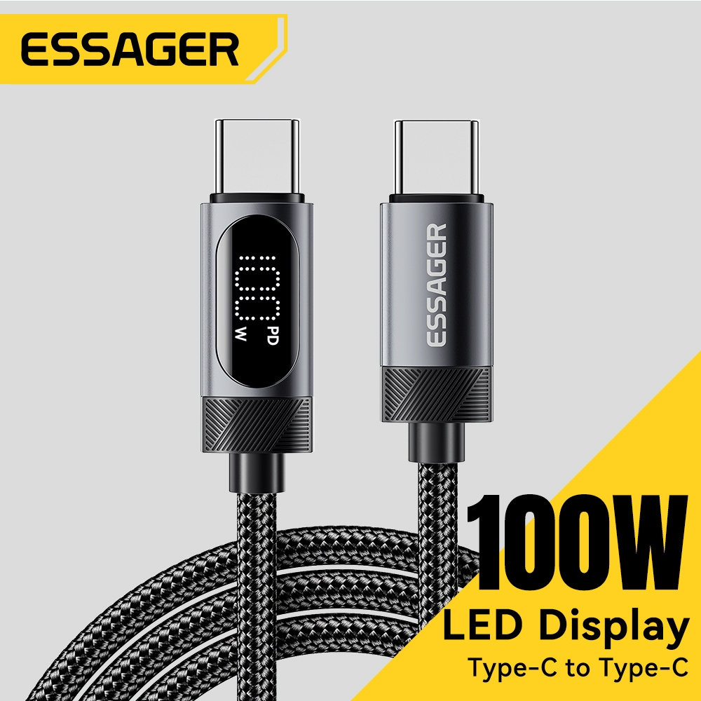 Essager M 100W / 30W màn hình hiện tại hoàn toàn tương thích Cáp dữ liệu sạc nhanh Giao diện: 7A A-C 100W C-C 60W C-C 29W C-L