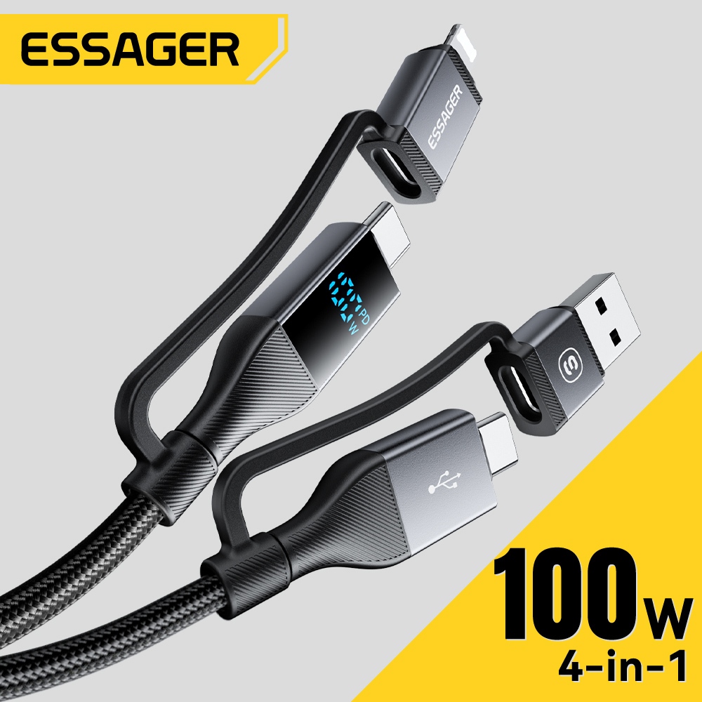 Cáp sạc nhanh Essager 100W 4 TRONG 1 PD 27W Type C 100W Cáp dữ liệu đa chức năng cho iP Android