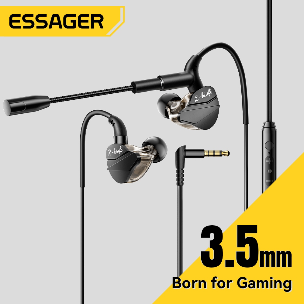 Essager HIFI với Mic Gaming Type-c / Tai nghe nhét tai 3,5 mm có Mic Stereo Tai nghe có dây giám sát nghe