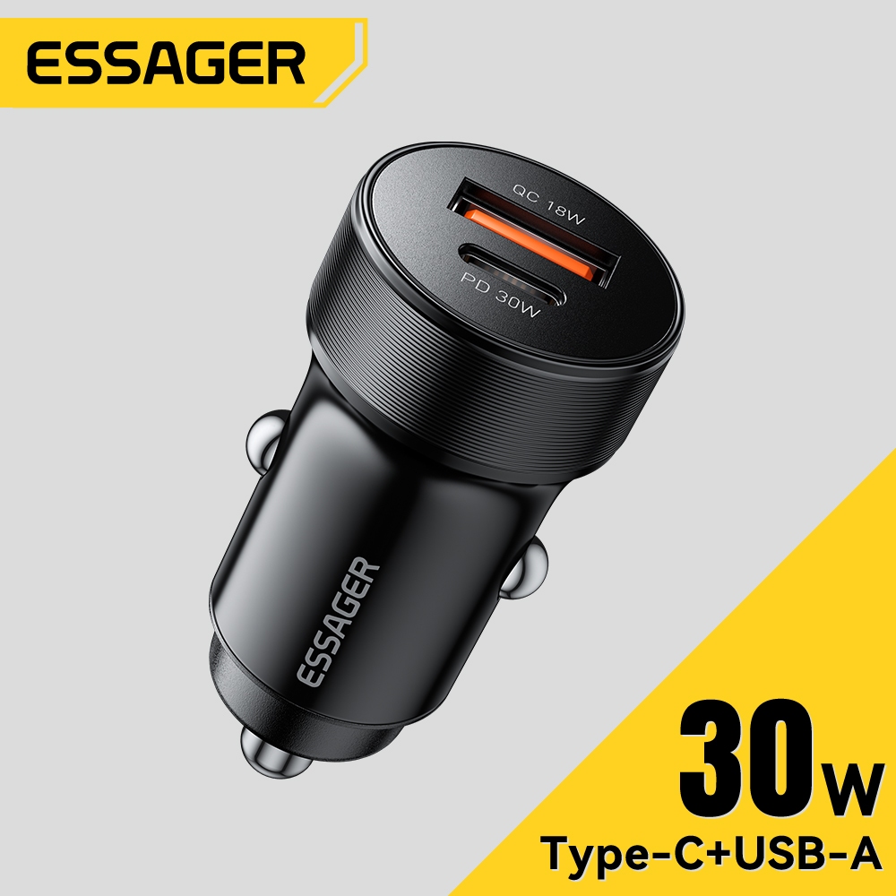 Essager 30W Type C Bộ sạc xe hơi USB Fsat Sạc cho điện thoại PD QC 3.0
