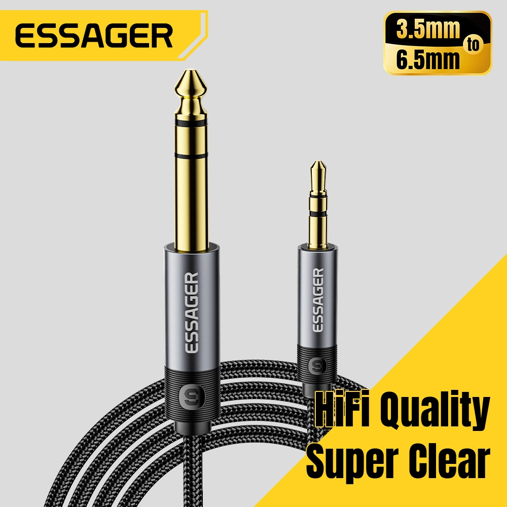 Essager 3.5mm Đến 6.5mm Jack Aux Nam Đến Nam Cáp Âm Thanh Vải Bện Tai Nghe Loa Dây Dòng