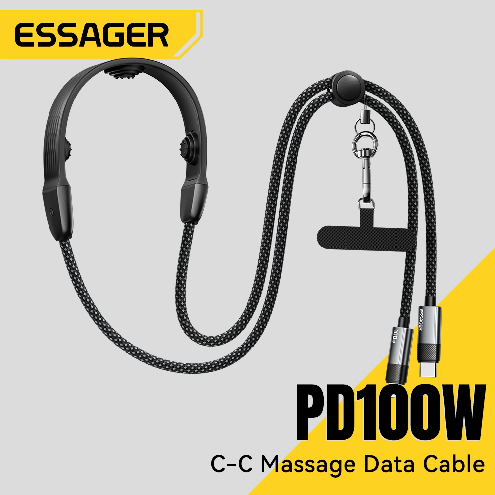 Essager Massage Điện + Dây Sạc PD 100W Type-C Sang Type-C Cáp Thích Hợp Cho Cáp Dữ Liệu Sạc Nhanh