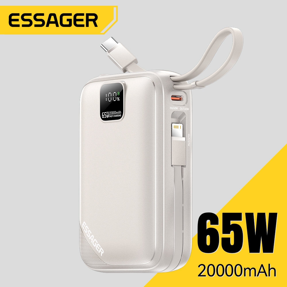 Essager 20000mAh Tích hợp Cáp IP Type-C + Sạc nhanh Mini Powerbank 65W