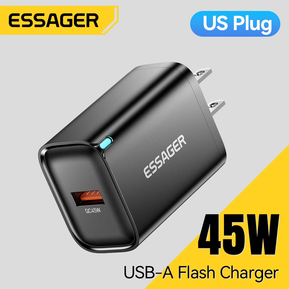 Essager 45W PD USB-A Sạc Nhanh Hỗ Trợ Siêu Sạc QC3.0 Sạc Tường Cho Android Samsung Xiaomi