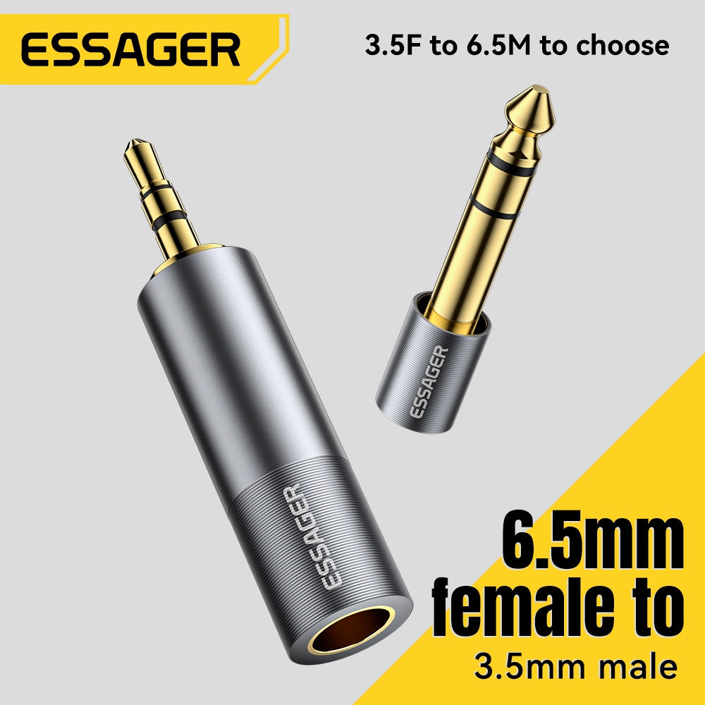 Essager 6.5mm đến 3.5mm Giắc cắm âm thanh Bộ chuyển đổi tai nghe âm thanh nổi Đầu nối giắc cắm tai nghe