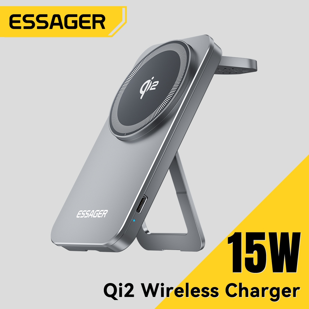 Essager 2 trong 1 Qi2 Đế sạc không dây từ tính Bộ sạc nhanh 15W cho đồng hồ tai nghe điện thoại di động