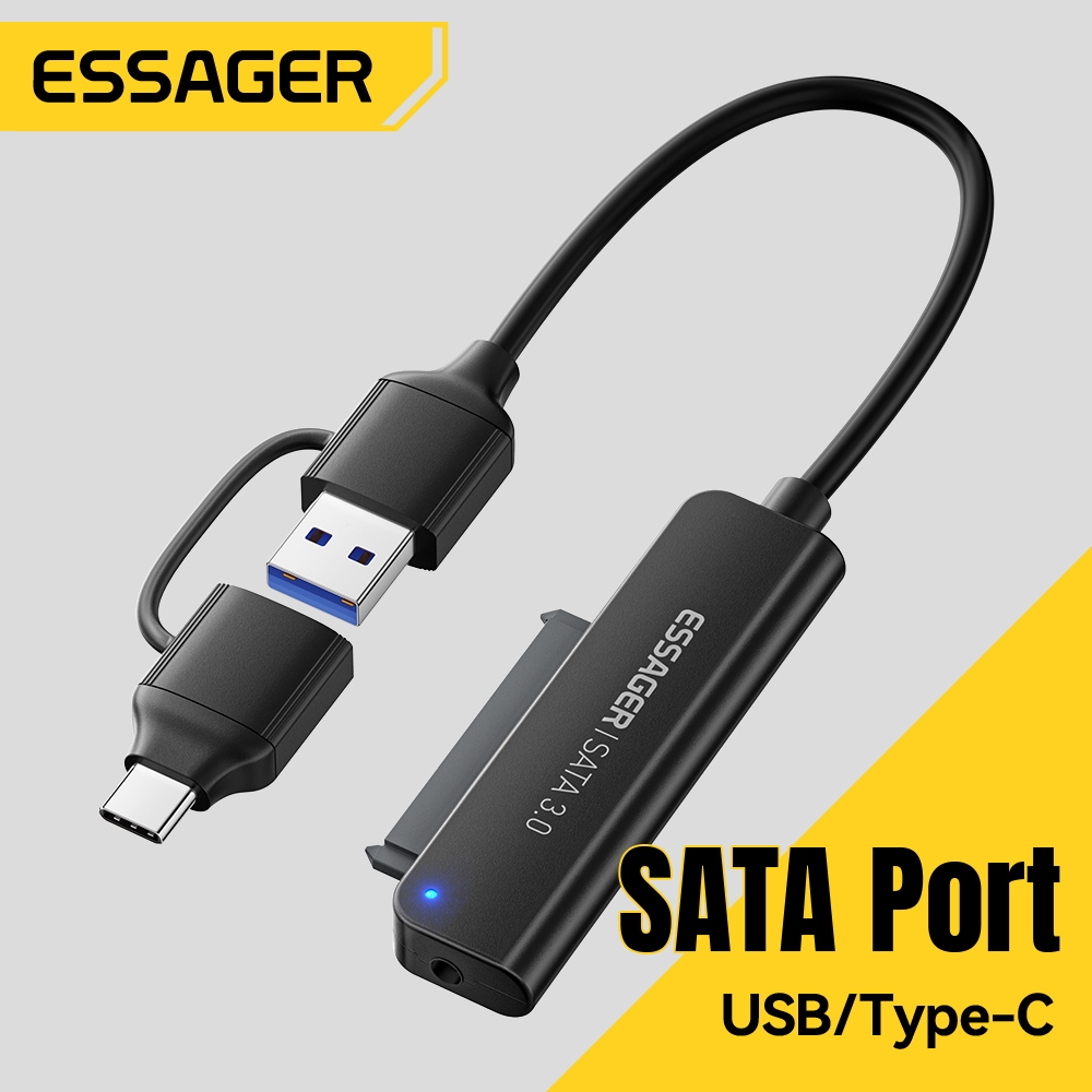 Cáp chuyển đổi ổ cứng ESSAGER SATA sang USB 3.0 Thích hợp cho ổ cứng 2,5 Inch / SSD USB 3.0 5Gbps Truyền tốc độ cao + Giao diện kép Type-C / USB Thích hợp cho máy tính