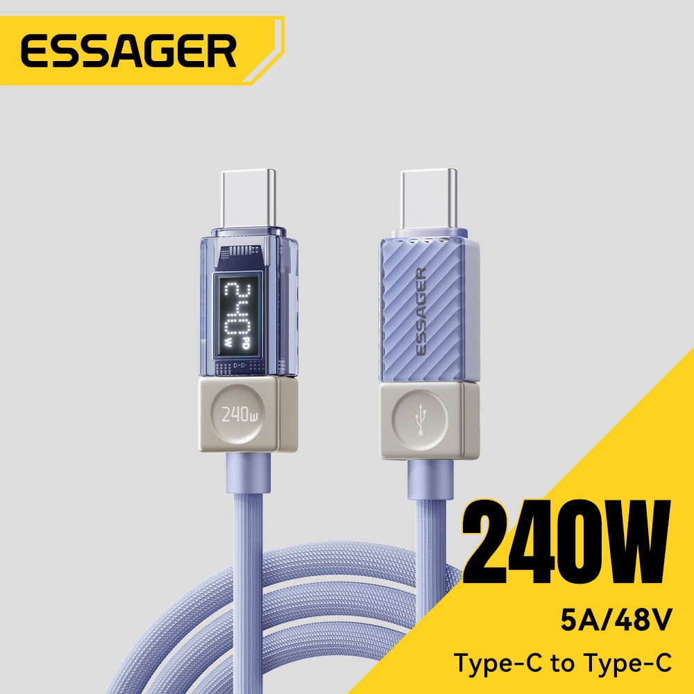 Cáp sạc siêu nhanh Essager 100W / 240W PD USB-C sang Type-C cho Samsung Huawei
