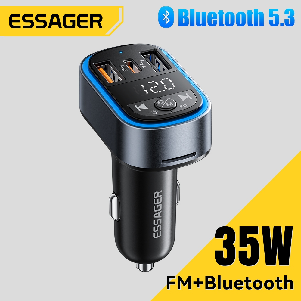 Essager Xe FM Phát rảnh tay Bluetooth 5.3 Không dây Với PD 35W Sạc xe hơi nhanh USB kép Bộ điều chế vô tuyến xe hơi Máy nghe nhạc MP3