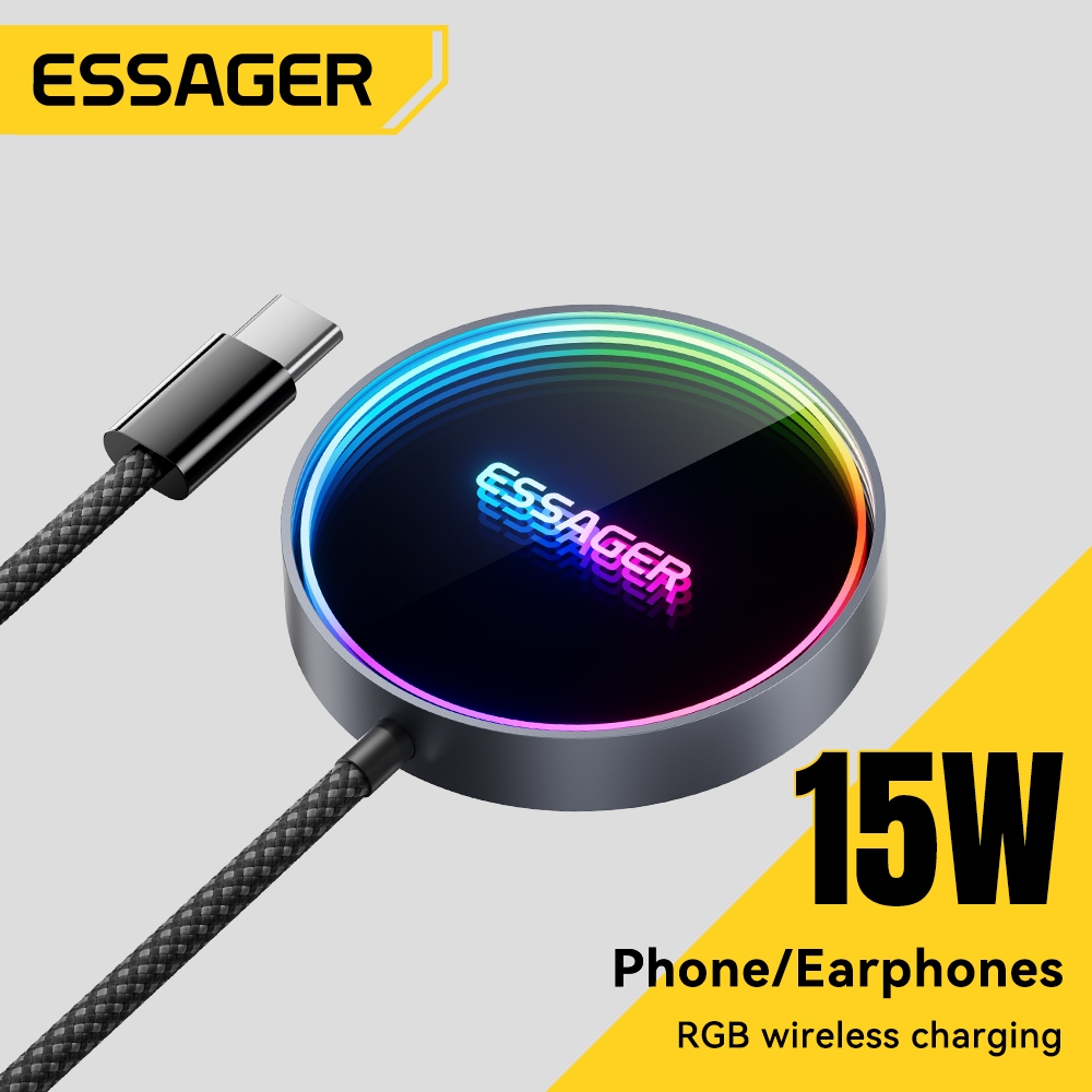 ESSAGER 15W Sạc không dây từ tính Tai nghe tương thích hấp dẫn từ tính mạnh