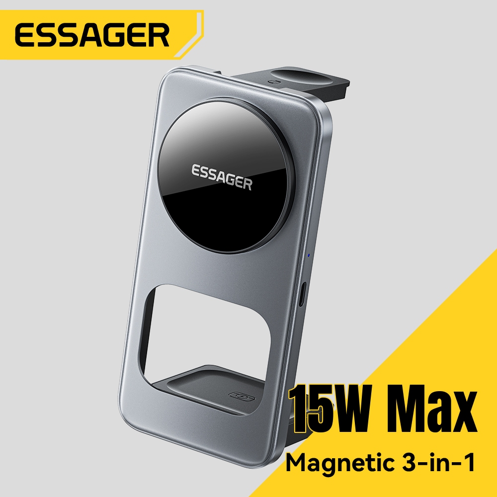 ESSAGER Sạc Không Dây 3 Trong 1 15W Sạc Nhanh Gấp Lưu Trữ Thích Hợp Cho iP 17 16