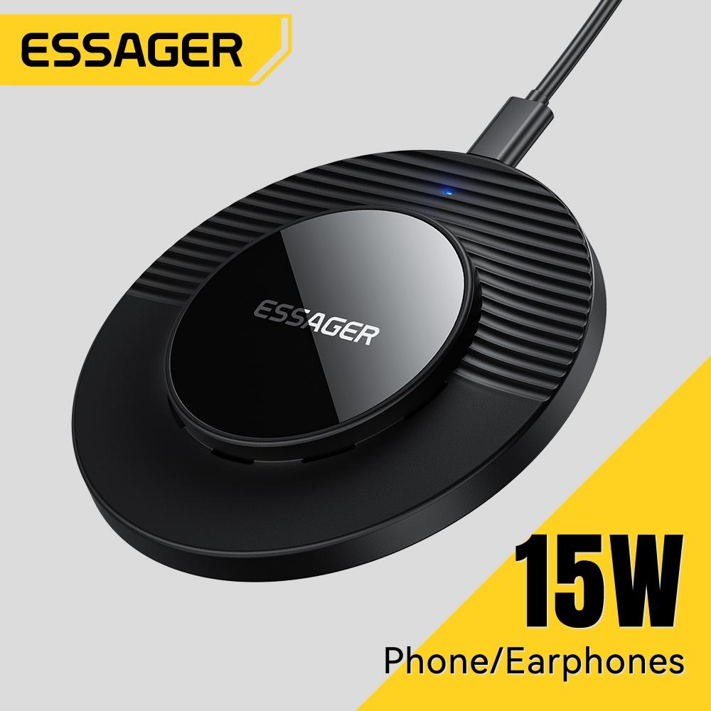 ESSAGER 15W Sạc 2 trong 1 Máy Tính Để Bàn Sạc Không Dây Thông Minh Nhiệt Độ Thấp Sạc Nhanh Nhiều Bảo Vệ An Toàn Không Hư Tổn Cho Thiết Bị