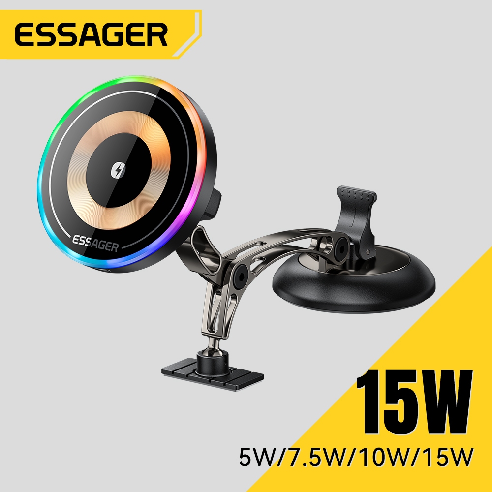 Essager 15W Xe hơi không dây gắn từ tính Giá đỡ sạc điện thoại Thiết kế thông gió phía sau