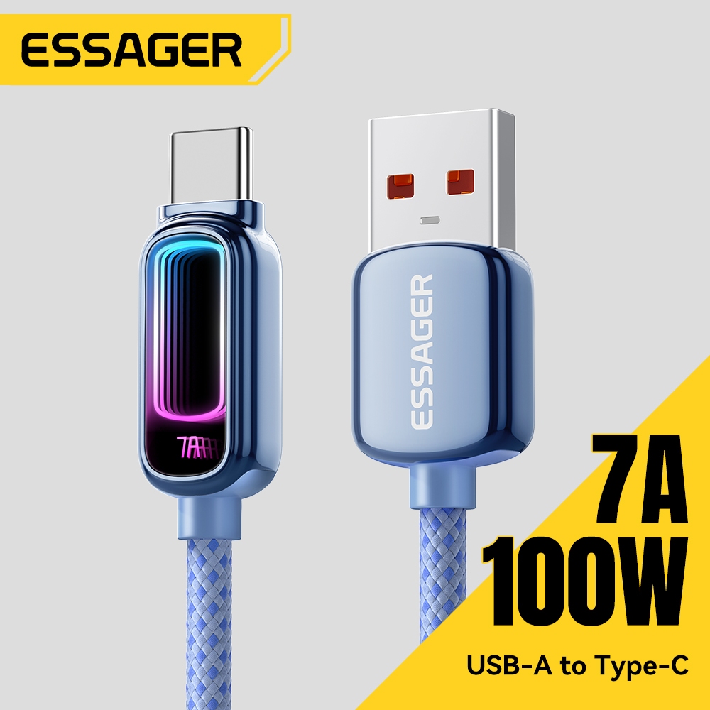 Cáp sạc nhanh ESSAGER 7A 100W Cáp sạc nhanh gương ngàn lớp đầy màu sắc cho Huawei