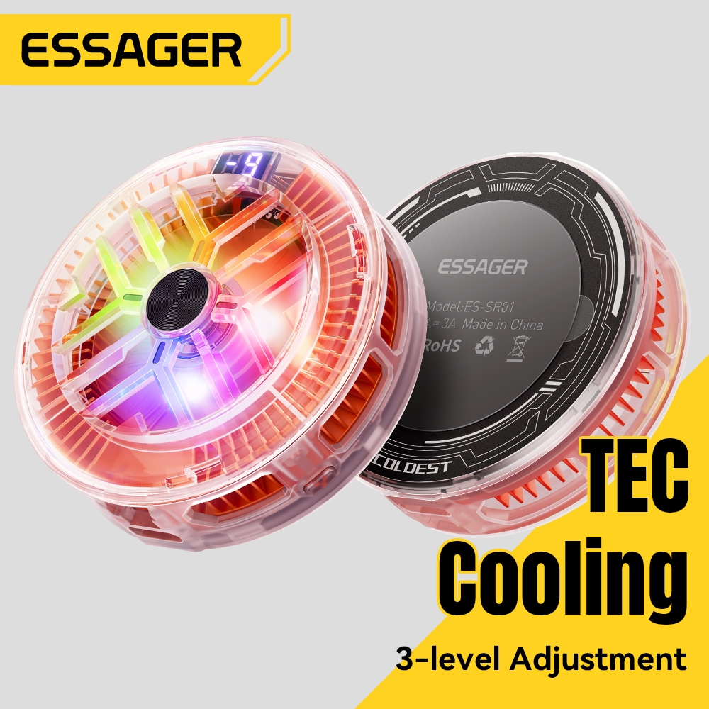 Essager Màn hình kỹ thuật số từ tính Bộ làm mát điện thoại di động với ba cấp độ có thể điều chỉnh và làm mát nhanh