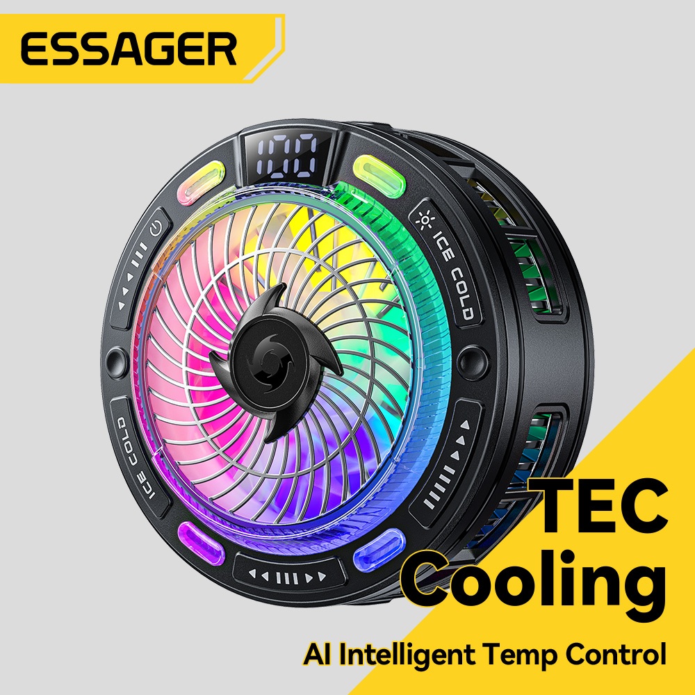 ESSAGER Ice Kín Tản Nhiệt Từ Tính Với Màn Hình Kỹ Thuật Số Và Kiểm Soát Nhiệt Độ Bốn Cấp Độ Làm Mát Từ Hút Trở Lại Kẹp Hai Trong Một Không Chặn Tay