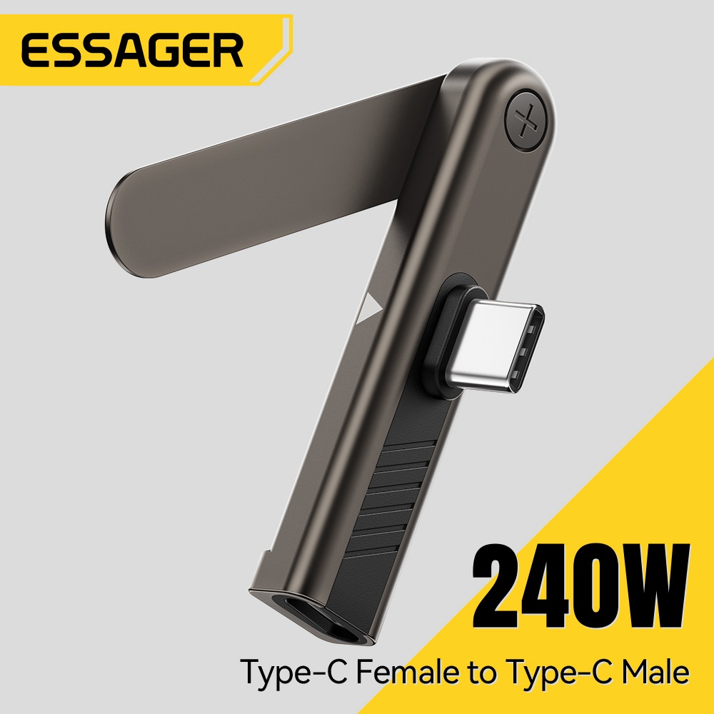 ESSAGER Chân Đế Adapter Hợp Kim Kẽm 5A Hiện Tại 240W Sạc Nhanh Type-C Xoay Nữ Adapter
