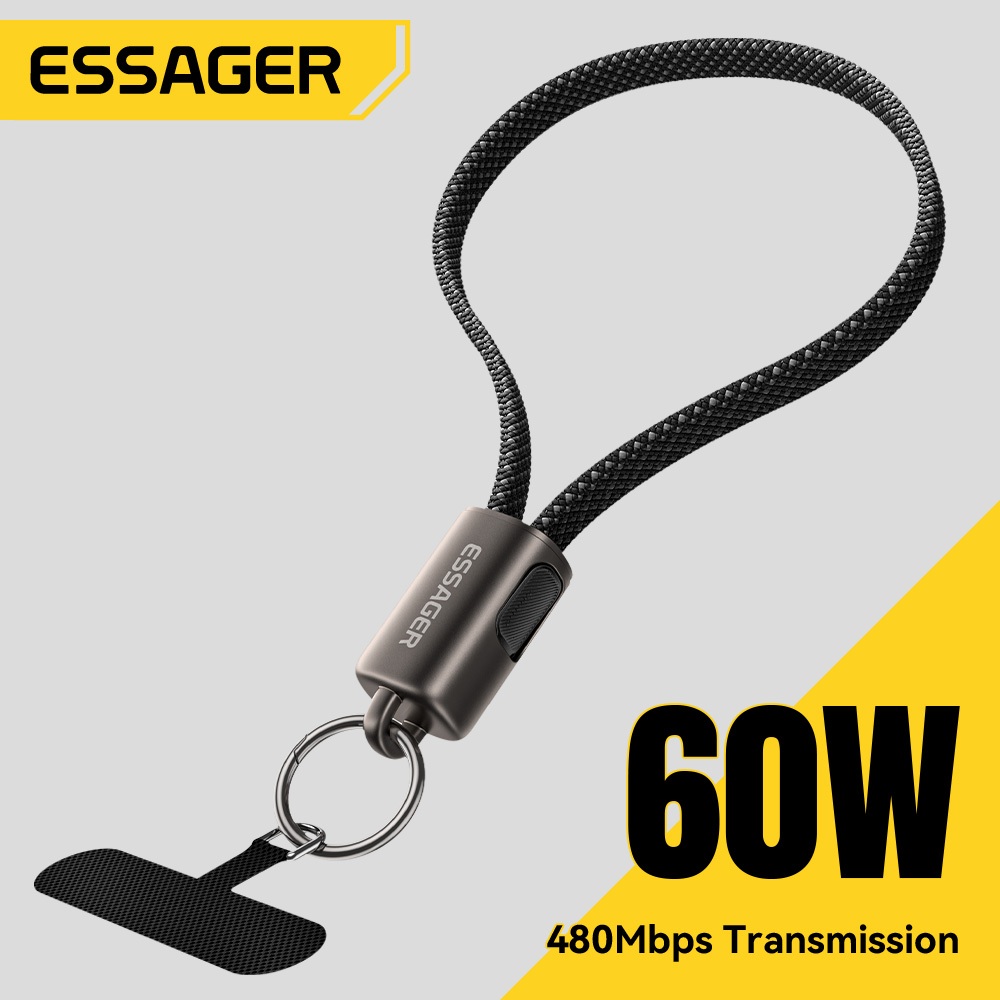 Cáp dữ liệu dây buộc 2 trong 1 ESSAGER có cáp ngắn di động Type-C sang C 60W