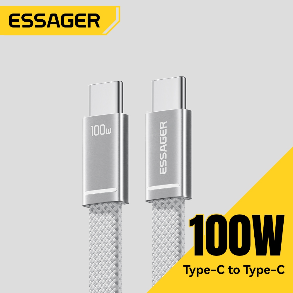 Cáp dữ liệu sạc siêu nhanh ESSAGER 100W Type-C sang Type-C 5A Dòng điện cao phổ biến cho điện thoại di động và máy tính xách tay