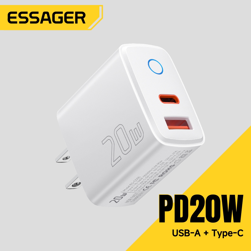 Bộ sạc du lịch Essager PD20W Bộ sạc nhanh Chip thông minh A + C cho ip
