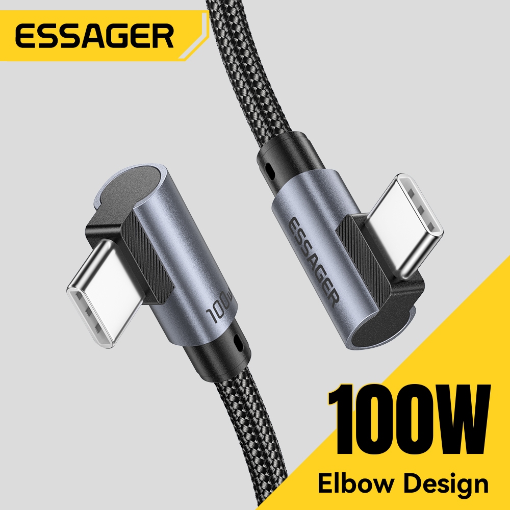 Cáp sạc nhanh Essager C-C 100W với thiết kế góc phải và Chip đánh dấu điện tử cho ip huawei