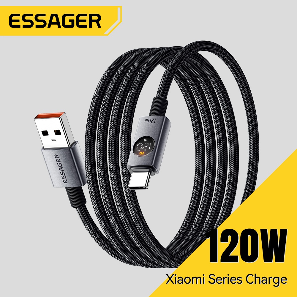 Cáp sạc nhanh Type-C kỹ thuật số ESSAGER 120W 6A phù hợp cho Xiaomi