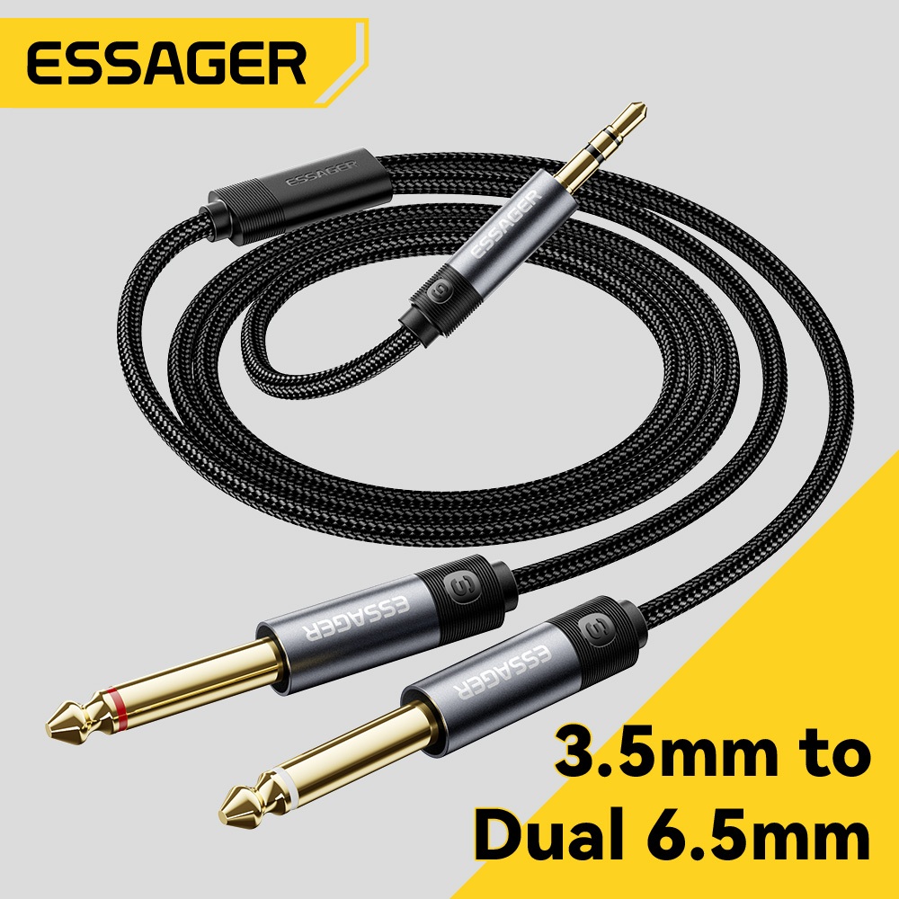 Essager 3,5mm đến kép 6,5 trộn cáp âm thanh cho điện thoại di động máy tính loa khuếch đại cáp kết nối đa năng