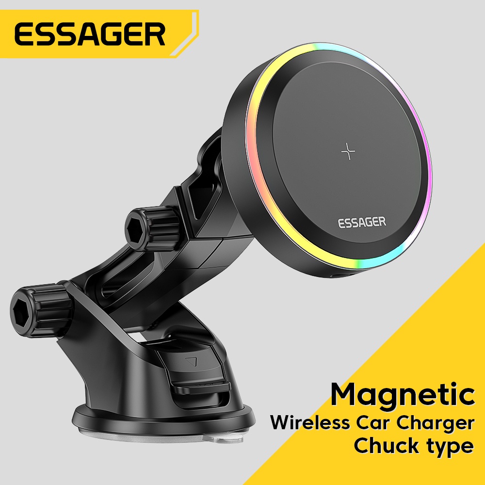 Essager Đế Sạc Điện Thoại Không Dây 15W Có Nam Châm Hút 360 Độ Tiện Dụng° Giá Đỡ Từ Tính Xoay Được Cho Xe Hơi