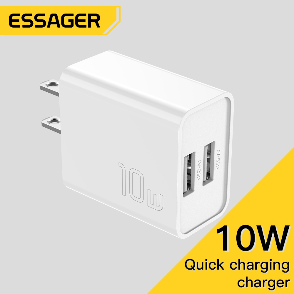Cốc sạc nhanh ESSAGER hai cổng USB 5V / 2A 10W 100V-240V cho điện thoại android