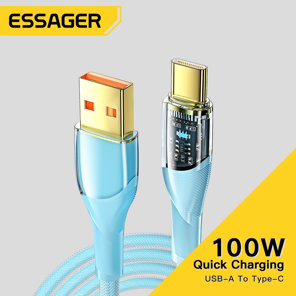Dây cáp sạc nhanh ESSAGER USB loại C 7A 100Ư cho oppo realme