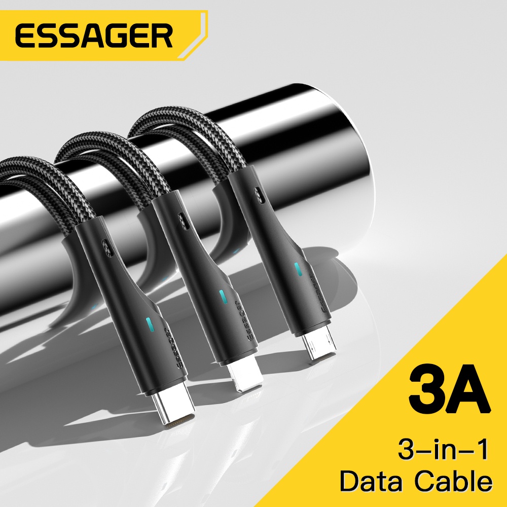 Dây cáp sạc nhanh ESSAGER 3 trong 1 cổng MICRO USB Type C