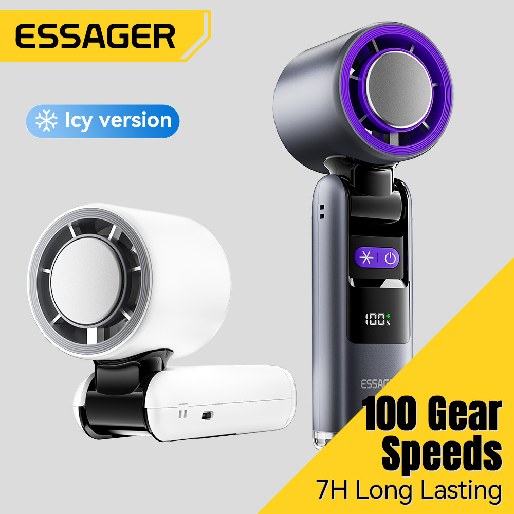 ESSAGER Quạt Nhỏ Cầm Tay Tốc Độ Cao Bán Dẫn Làm Lạnh Ice Pack 100 Tốc Độ Turbo Storm Di Động Mini Bỏ Túi Quạt